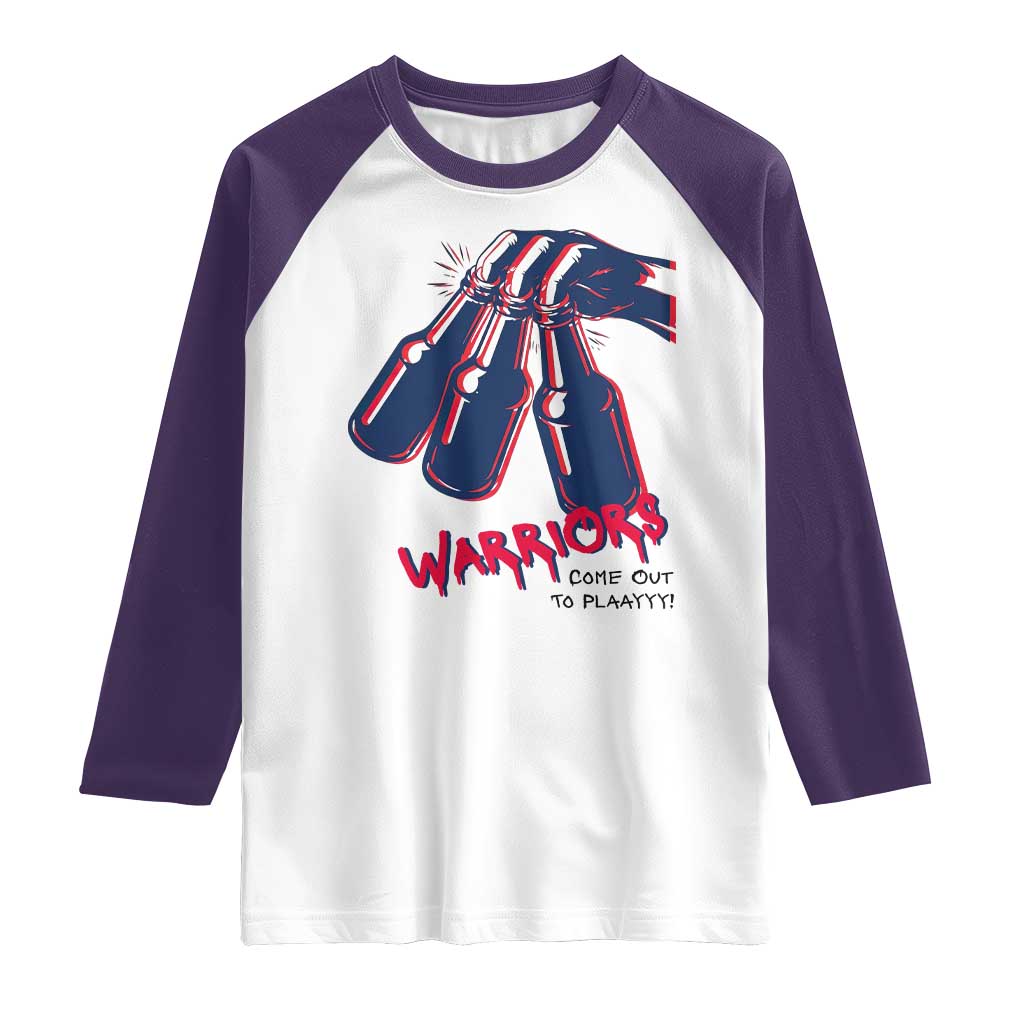 Warriors Come Out to Play Raglan Shirt Energetic Game Day Patriot Motivation TS02 White Purple Print Your Wear