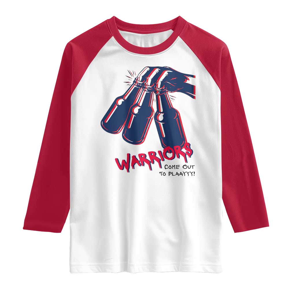 Warriors Come Out to Play Raglan Shirt Energetic Game Day Patriot Motivation TS02 White Red Print Your Wear