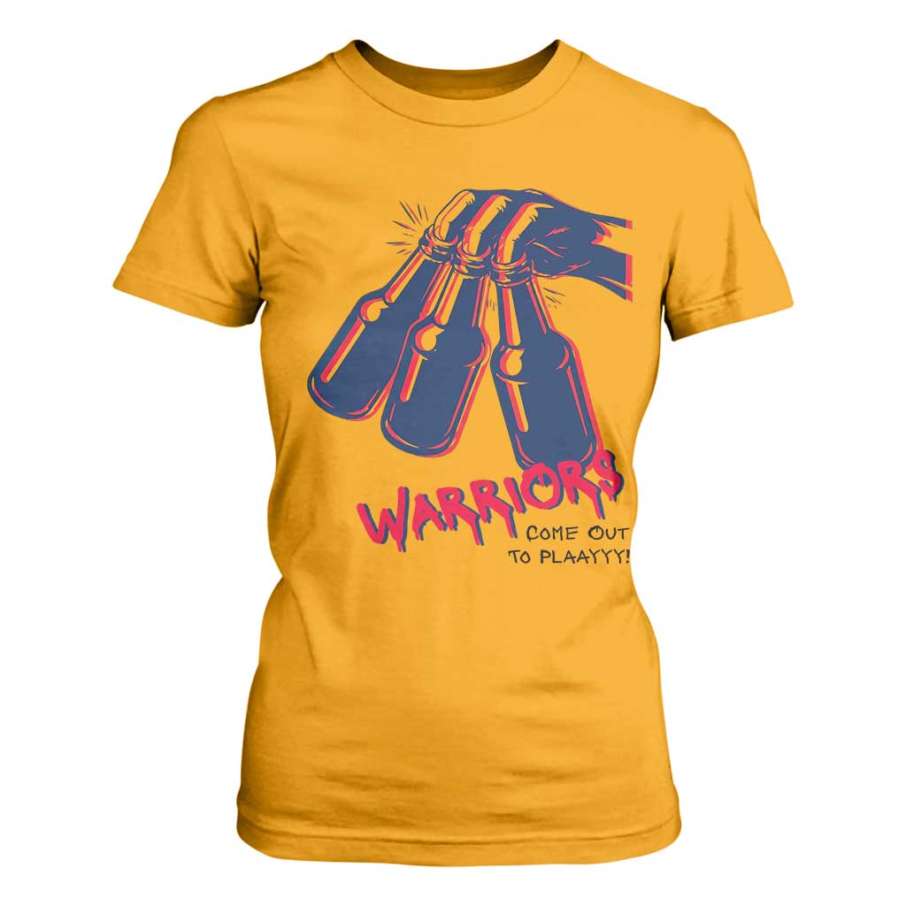 Warriors Come Out to Play T Shirt For Women Energetic Game Day Patriot Motivation TS02 Gold Print Your Wear