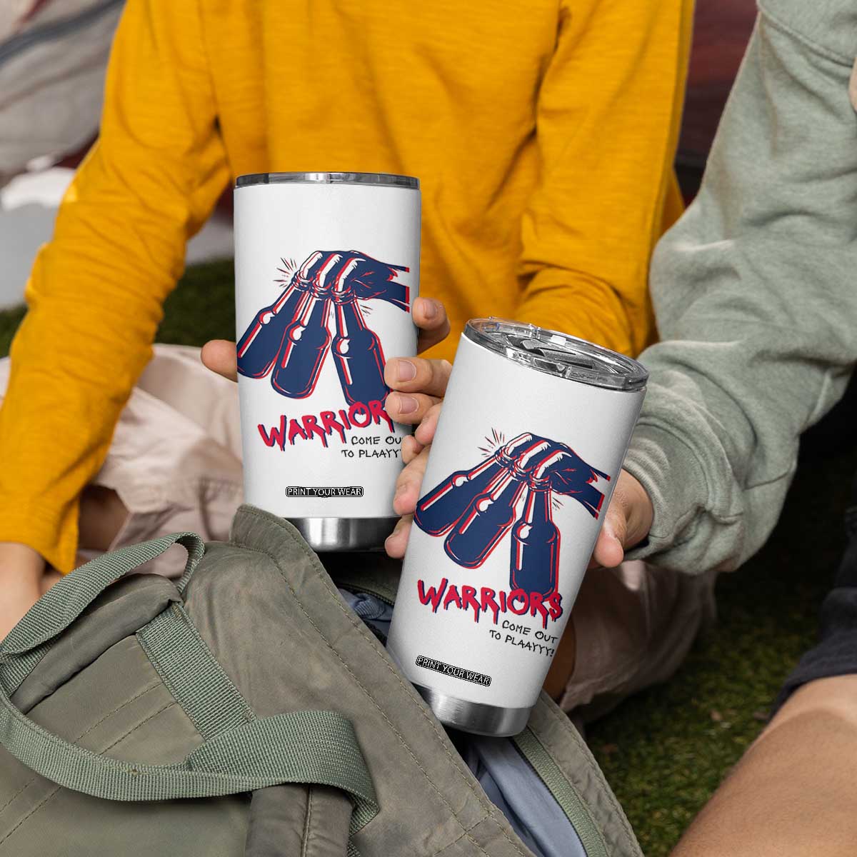 Warriors Come Out to Play Tumbler Cup Energetic Game Day Patriot Motivation TS02 Print Your Wear
