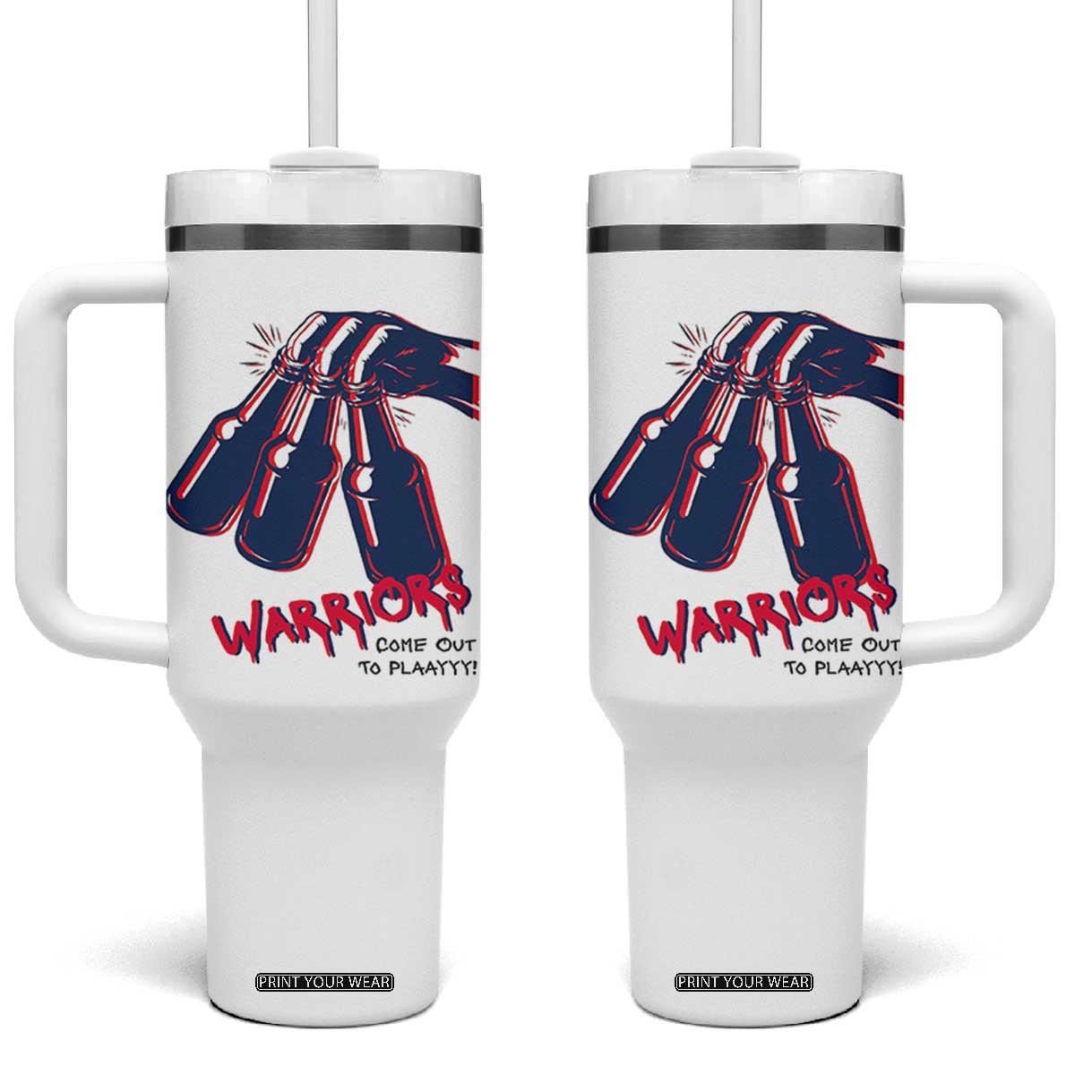 Warriors Come Out to Play Tumbler With Handle Energetic Game Day Patriot Motivation TS02 One Size: 40 oz White Print Your Wear
