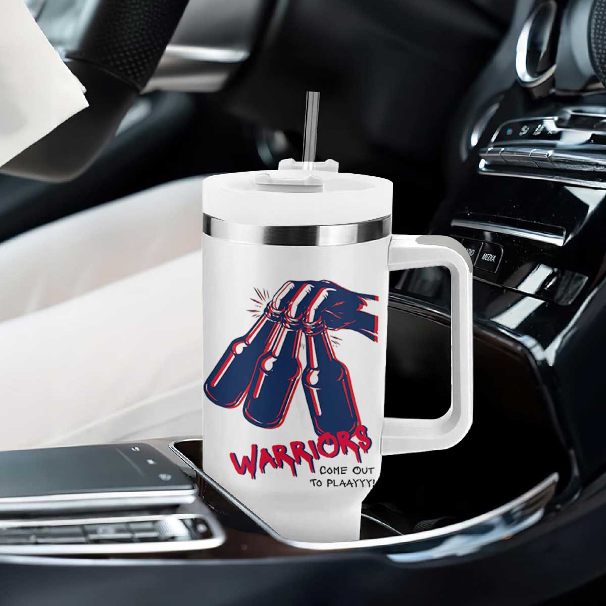 Warriors Come Out to Play Tumbler With Handle Energetic Game Day Patriot Motivation TS02 Print Your Wear