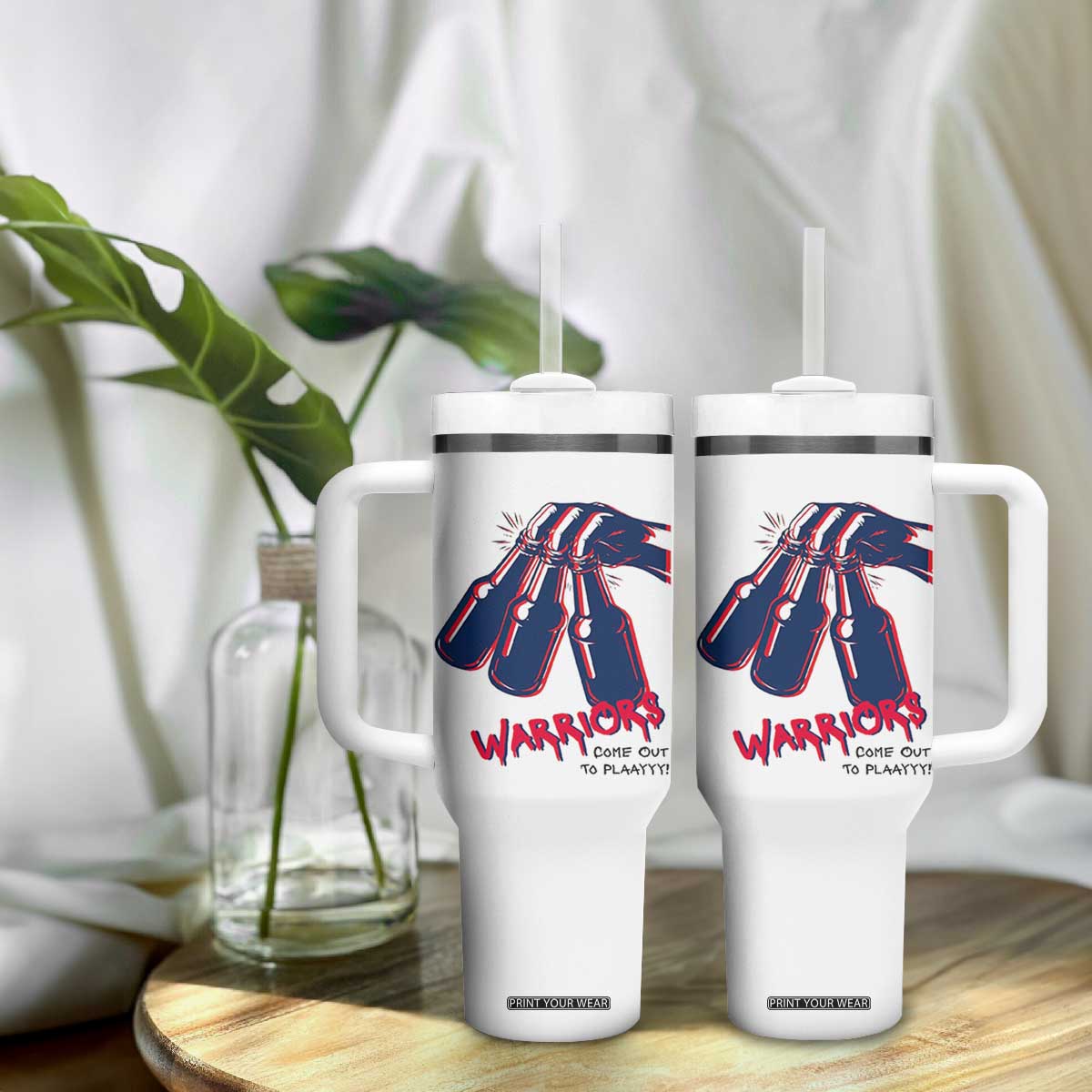 Warriors Come Out to Play Tumbler With Handle Energetic Game Day Patriot Motivation TS02 Print Your Wear