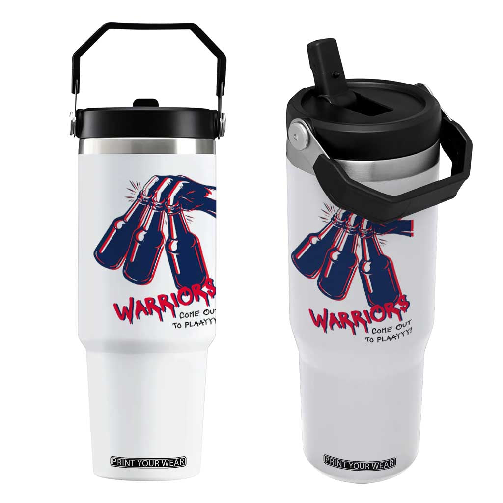 Warriors Come Out to Play Flip Straw Tumbler Energetic Game Day Patriot Motivation TS02 One Size: 30 oz White Print Your Wear