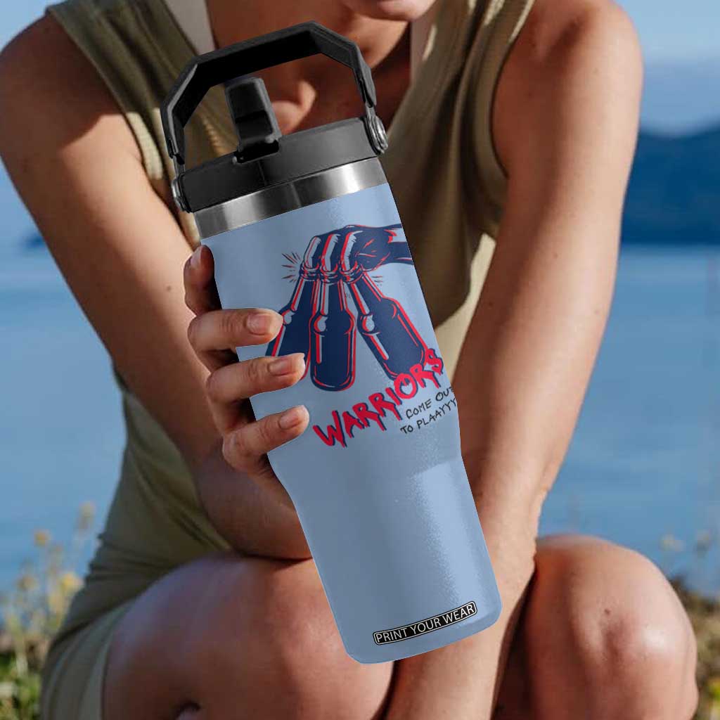 Warriors Come Out to Play Flip Straw Tumbler Energetic Game Day Patriot Motivation TS02 One Size: 30 oz Light Blue Print Your Wear