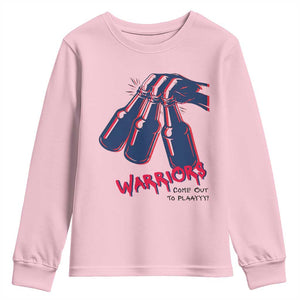 Warriors Come Out to Play Youth Sweatshirt Energetic Game Day Patriot Motivation TS02 Light Pink Print Your Wear