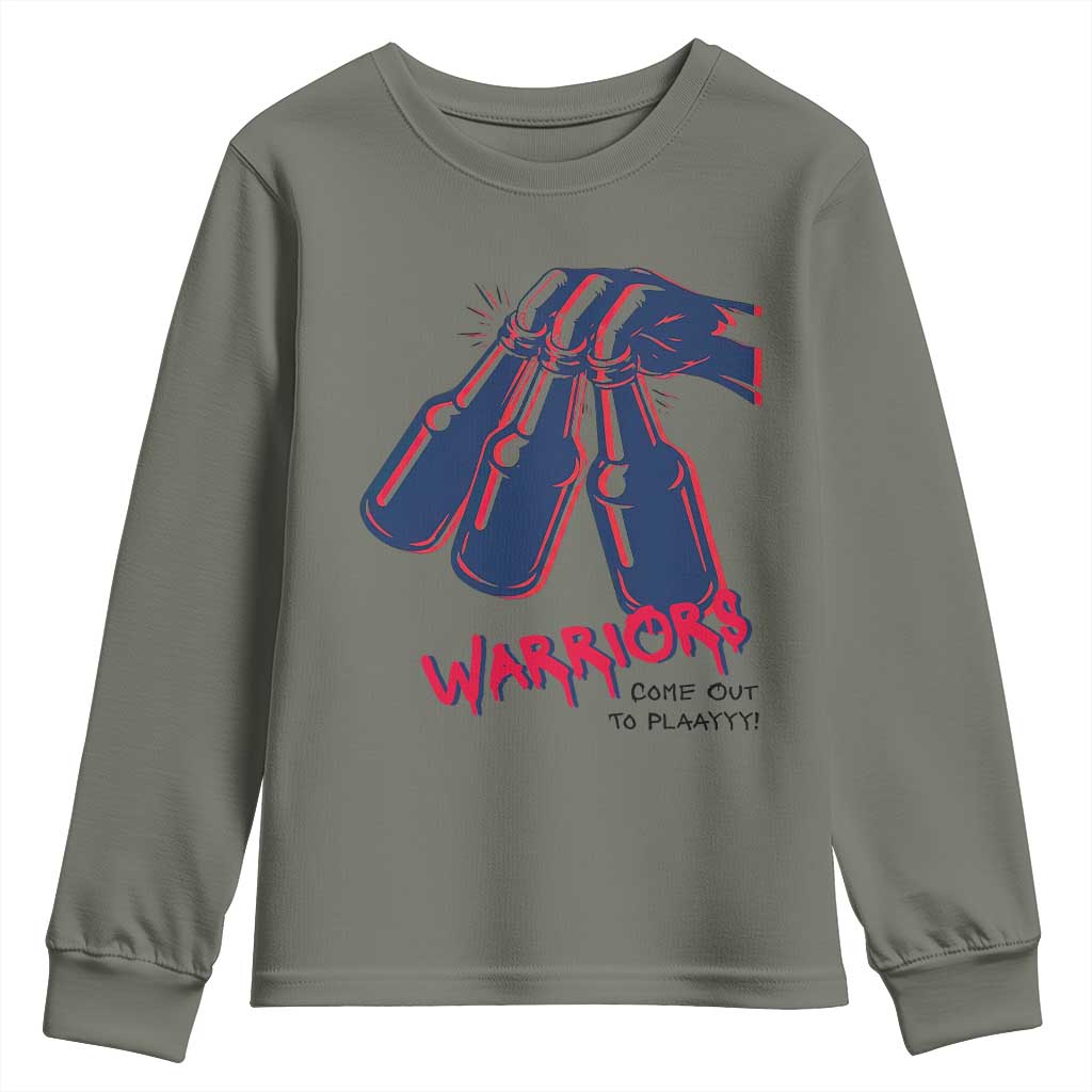 Warriors Come Out to Play Youth Sweatshirt Energetic Game Day Patriot Motivation TS02 Military Green Print Your Wear