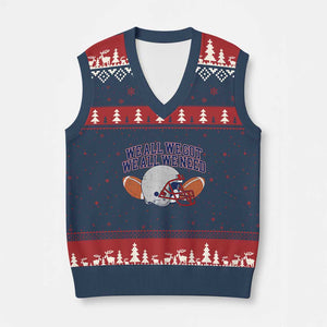 We All We Got We All We Need Inspirational V-Neck Knit Sweater Vest Football Fan Pride TS02 Navy Red Print Your Wear
