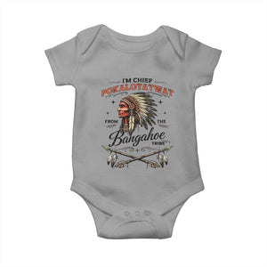 Funny I'm Chief Pokalotatwat from The Tribe Baby Onesie Indigenous Native American Vintage Headdress TS02 Sport Gray Print Your Wear
