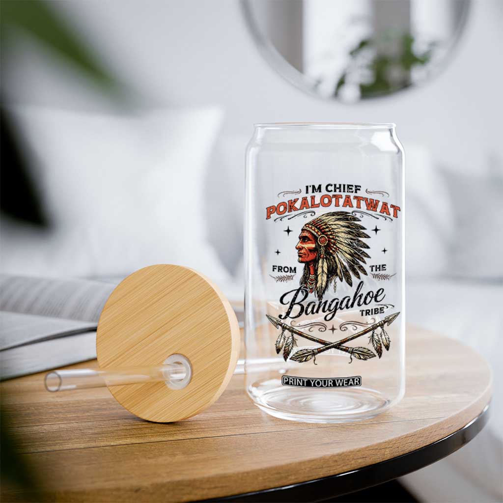 Funny I'm Chief Pokalotatwat from The Tribe Glass Can Indigenous Native American Vintage Headdress TS02 Print Your Wear