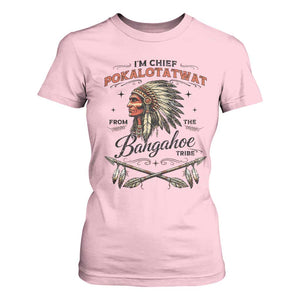 Funny I'm Chief Pokalotatwat from The Tribe T Shirt For Women Indigenous Native American Vintage Headdress TS02 Light Pink Print Your Wear