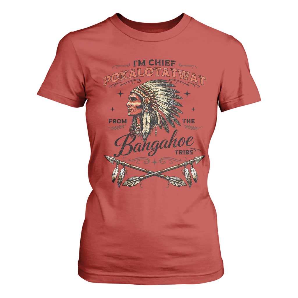 Funny I'm Chief Pokalotatwat from The Tribe T Shirt For Women Indigenous Native American Vintage Headdress TS02 Red Print Your Wear