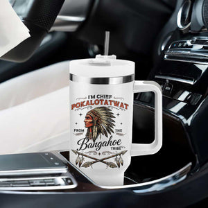 Funny I'm Chief Pokalotatwat from The Tribe Tumbler With Handle Indigenous Native American Vintage Headdress TS02 Print Your Wear