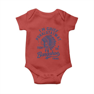 Funny I'm Chief Pokalotatwat from The Tribe Baby Onesie Indigenous Native American Headdress TS02 Red Print Your Wear