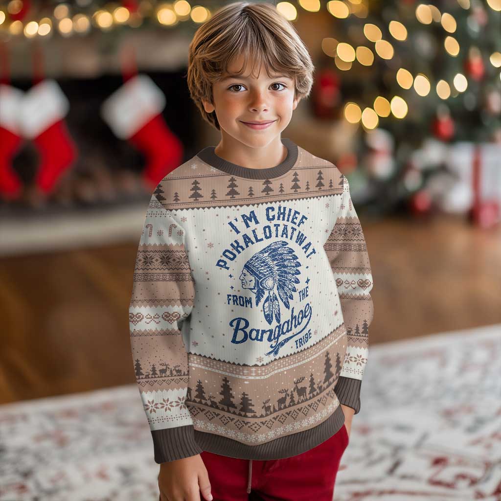 Funny I'm Chief Pokalotatwat from The Tribe Ugly Christmas Sweater Indigenous Native American Headdress TS02 Mocha Mousse Print Your Wear