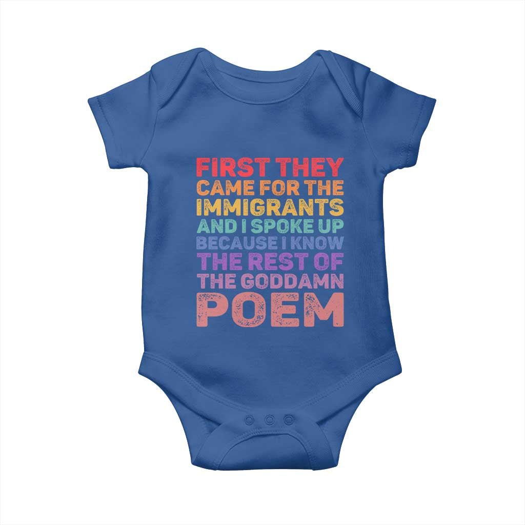 First They Came for The Immigrants Baby Onesie TS02 Royal Blue Print Your Wear