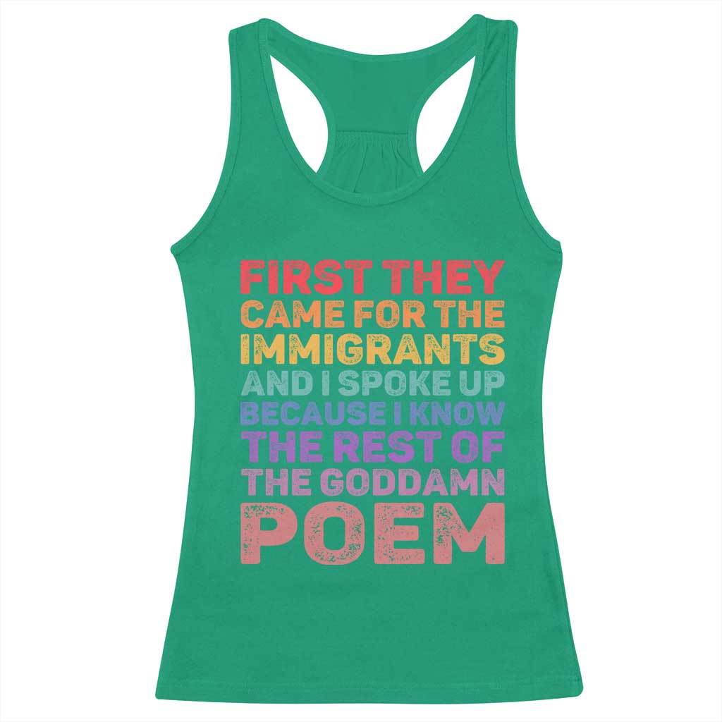 First They Came for The Immigrants Racerback Tank Top TS02 Irish Green Print Your Wear