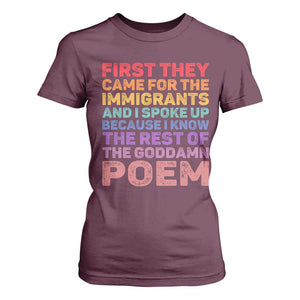 First They Came for The Immigrants T Shirt For Women TS02 Maroon Print Your Wear