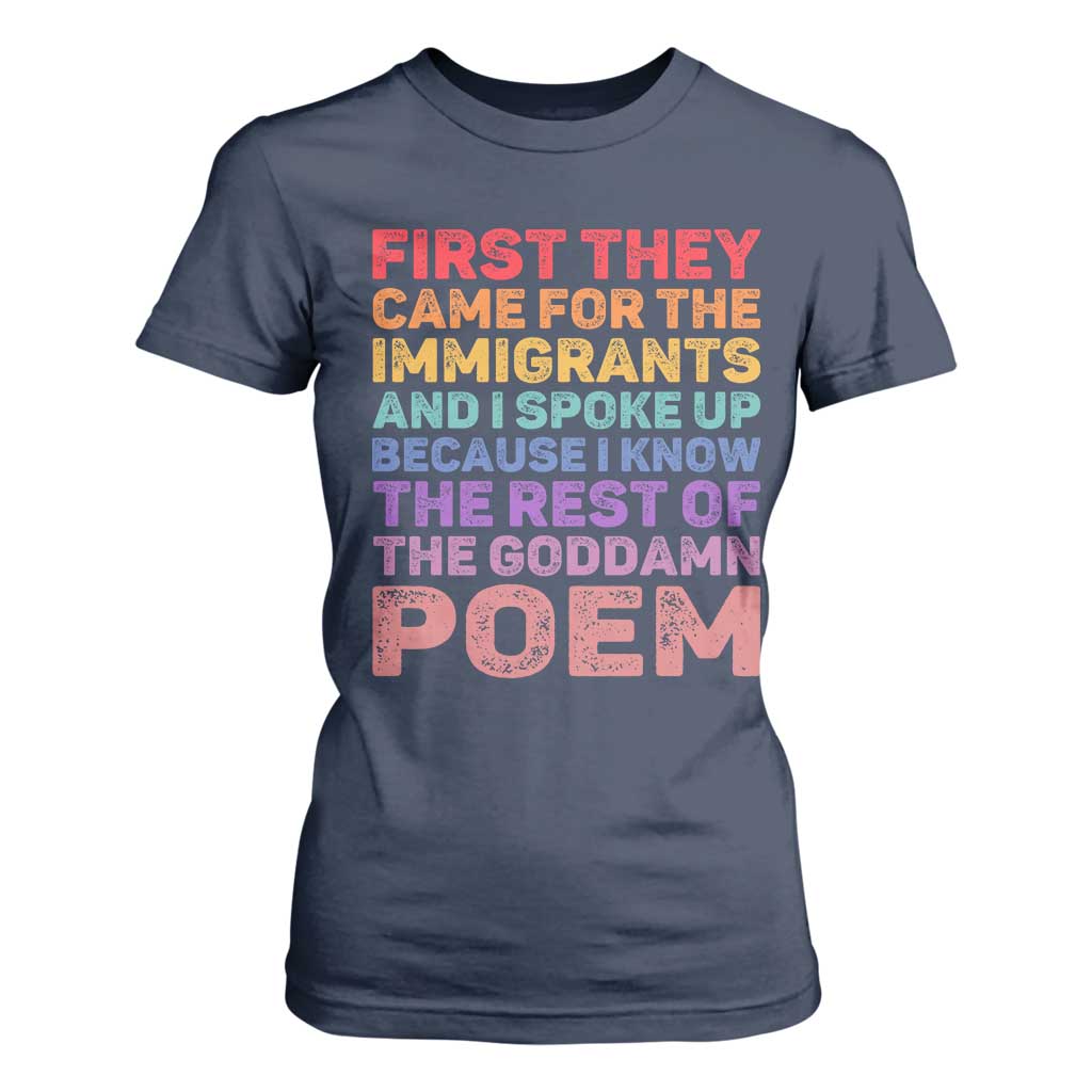 First They Came for The Immigrants T Shirt For Women TS02 Navy Print Your Wear