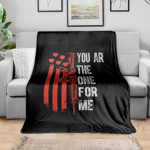 You AR The One for Me Throw Blanket Patriotic Valentine Gun Romantic Rifle and Flag TS02 Print Your Wear