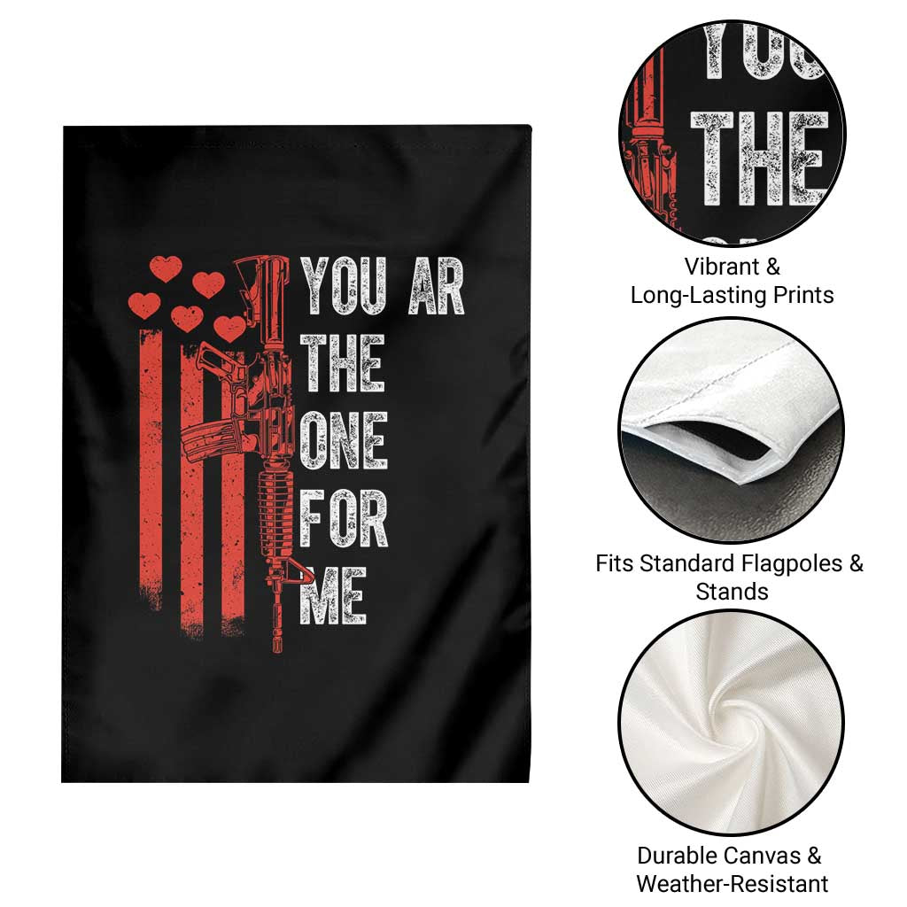 You AR The One for Me Garden Flag Patriotic Valentine Gun Romantic Rifle and Flag TS02 Print Your Wear