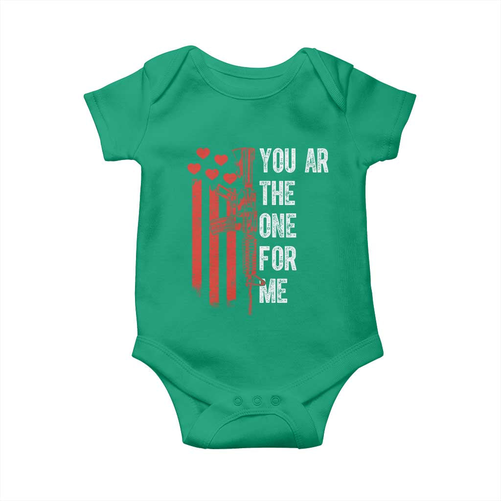 You AR The One for Me Baby Onesie Patriotic Valentine Gun Romantic Rifle and Flag TS02 Irish Green Print Your Wear