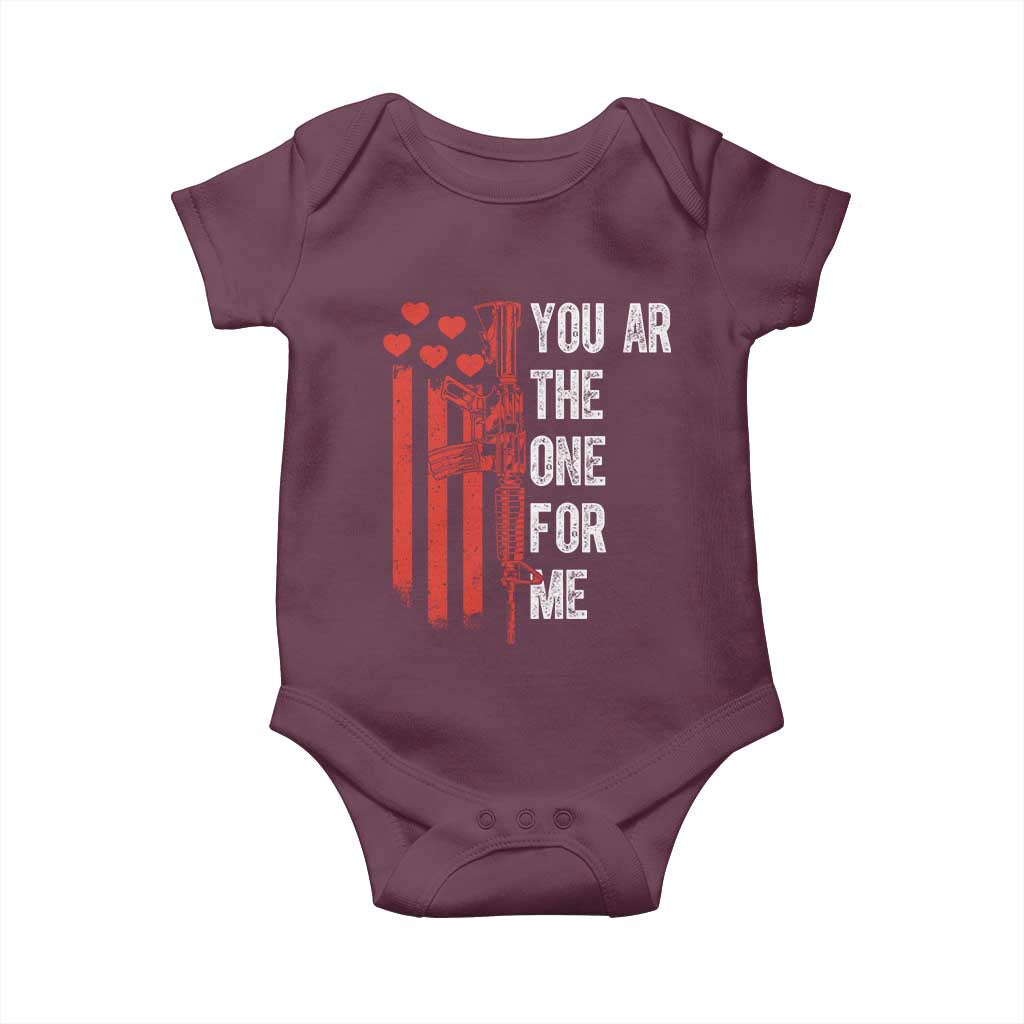 You AR The One for Me Baby Onesie Patriotic Valentine Gun Romantic Rifle and Flag TS02 Maroon Print Your Wear