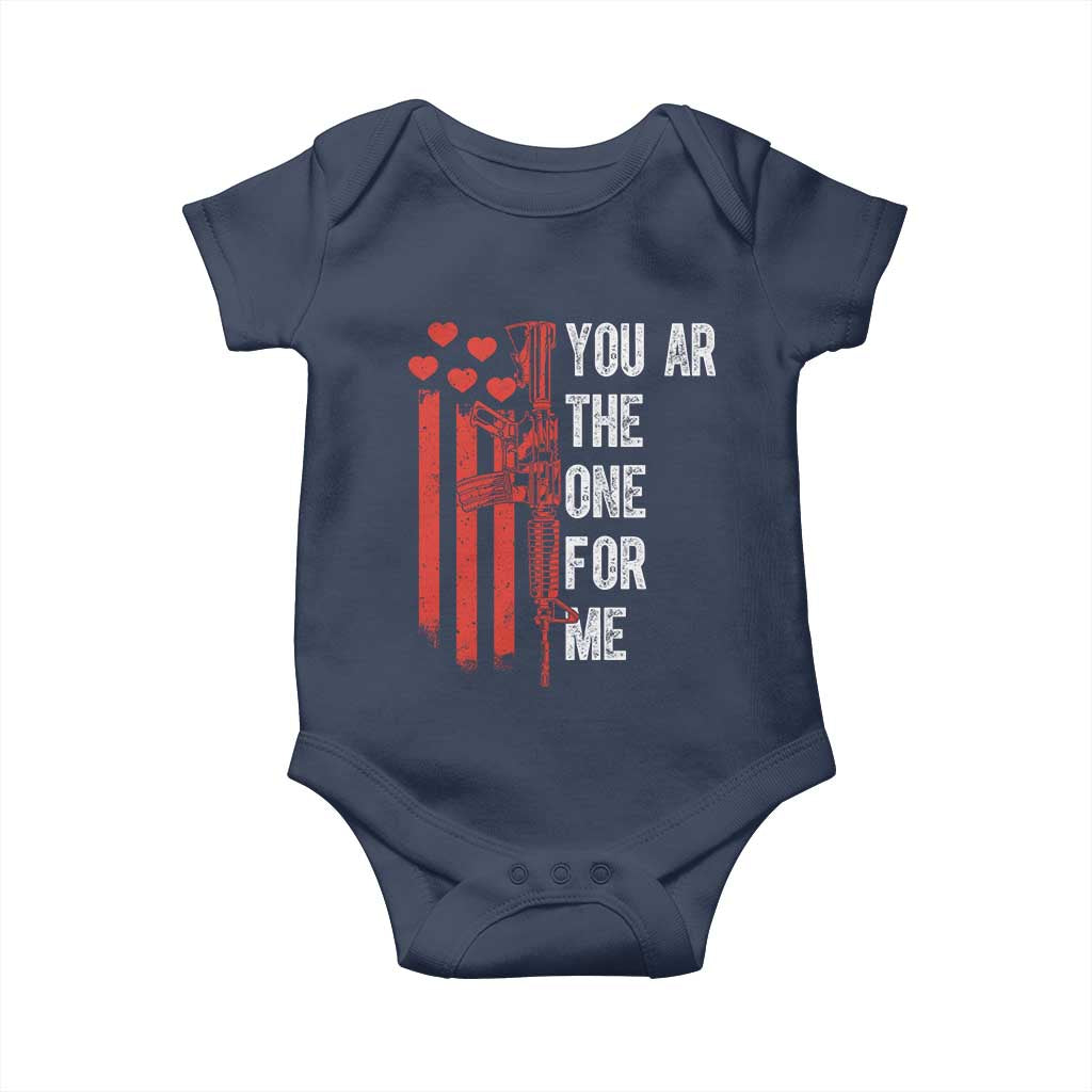 You AR The One for Me Baby Onesie Patriotic Valentine Gun Romantic Rifle and Flag TS02 Navy Print Your Wear