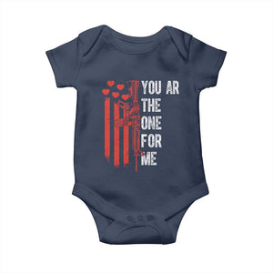 You AR The One for Me Baby Onesie Patriotic Valentine Gun Romantic Rifle and Flag TS02 Navy Print Your Wear