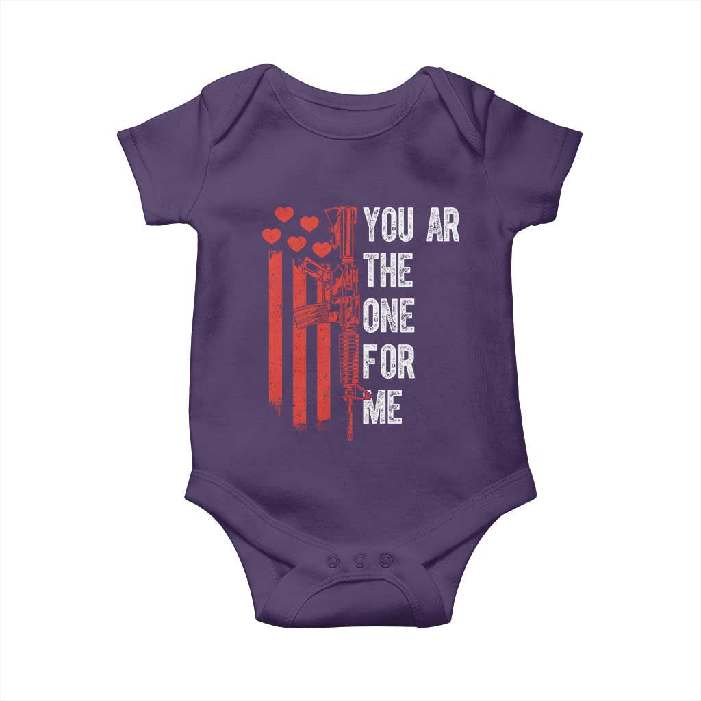 You AR The One for Me Baby Onesie Patriotic Valentine Gun Romantic Rifle and Flag TS02 Purple Print Your Wear