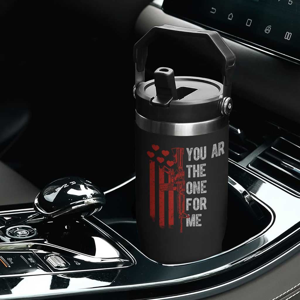 You AR The One for Me Flip Straw Tumbler Patriotic Valentine Gun Romantic Rifle and Flag TS02 Print Your Wear