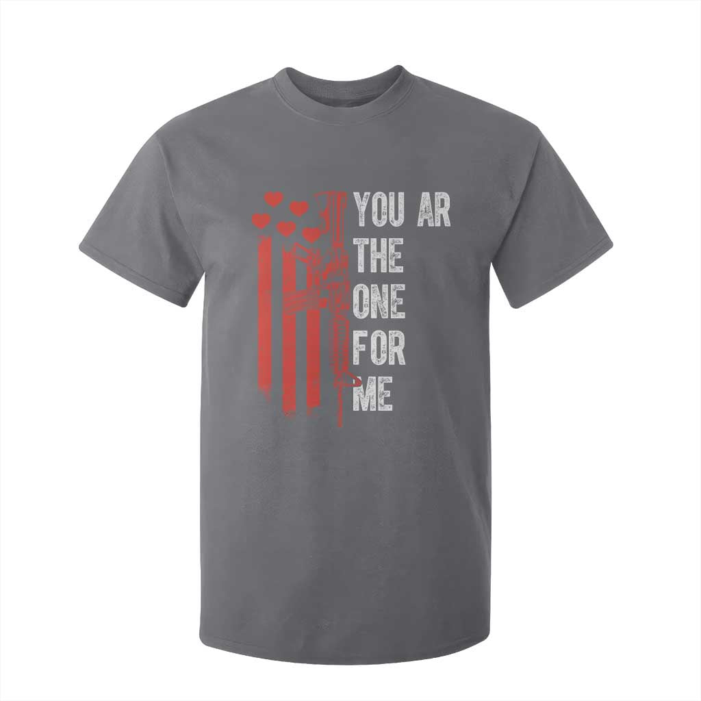 You AR The One for Me T Shirt For Kid Patriotic Valentine Gun Romantic Rifle and Flag TS02 Charcoal Print Your Wear