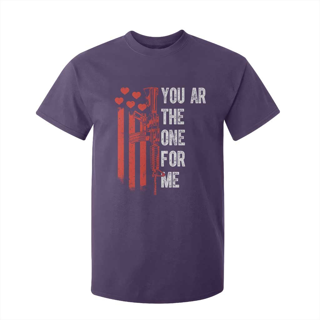 You AR The One for Me T Shirt For Kid Patriotic Valentine Gun Romantic Rifle and Flag TS02 Purple Print Your Wear
