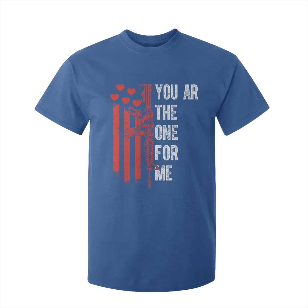 You AR The One for Me T Shirt For Kid Patriotic Valentine Gun Romantic Rifle and Flag TS02 Royal Blue Print Your Wear