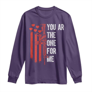 You AR The One for Me Long Sleeve Shirt Patriotic Valentine Gun Romantic Rifle and Flag TS02 Purple Print Your Wear