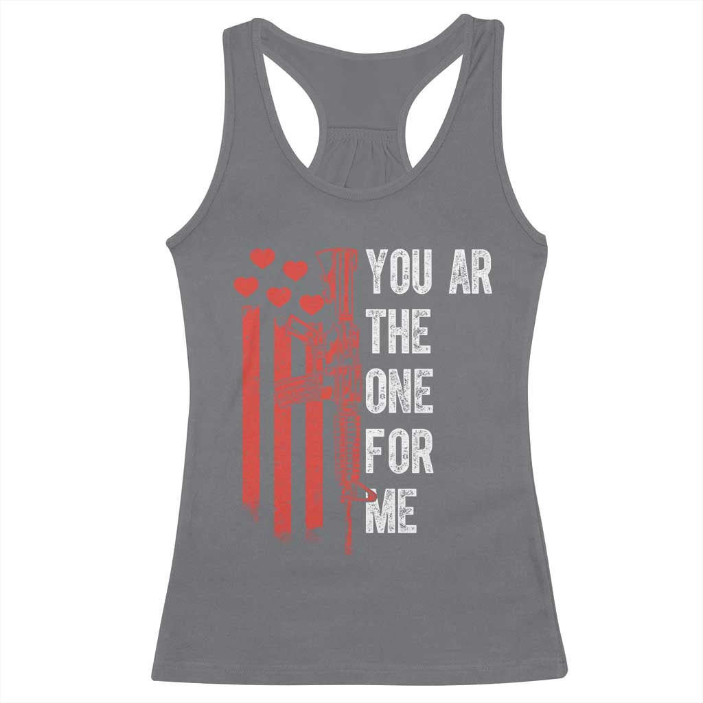 You AR The One for Me Racerback Tank Top Patriotic Valentine Gun Romantic Rifle and Flag TS02 Charcoal Print Your Wear