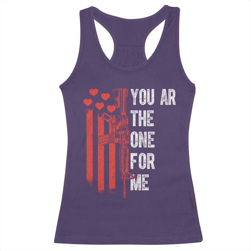You AR The One for Me Racerback Tank Top Patriotic Valentine Gun Romantic Rifle and Flag TS02 Purple Print Your Wear