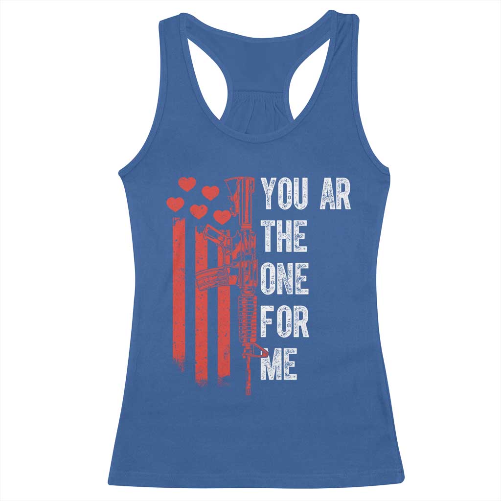 You AR The One for Me Racerback Tank Top Patriotic Valentine Gun Romantic Rifle and Flag TS02 Royal Blue Print Your Wear