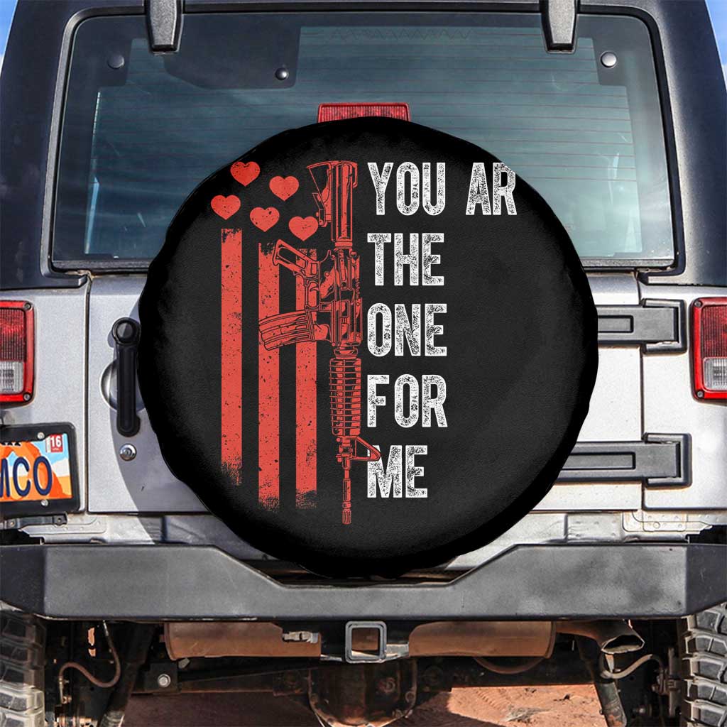 You AR The One for Me Spare Tire Cover Patriotic Valentine Gun Romantic Rifle and Flag TS02 No hole Black Print Your Wear