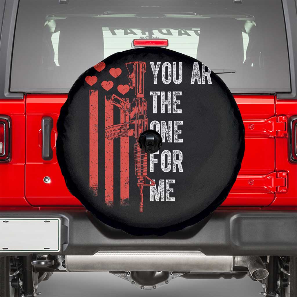 You AR The One for Me Spare Tire Cover Patriotic Valentine Gun Romantic Rifle and Flag TS02 Black Print Your Wear