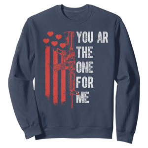 You AR The One for Me Sweatshirt Patriotic Valentine Gun Romantic Rifle and Flag TS02 Navy Print Your Wear