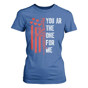 You AR The One for Me T Shirt For Women Patriotic Valentine Gun Romantic Rifle and Flag TS02 Royal Blue Print Your Wear