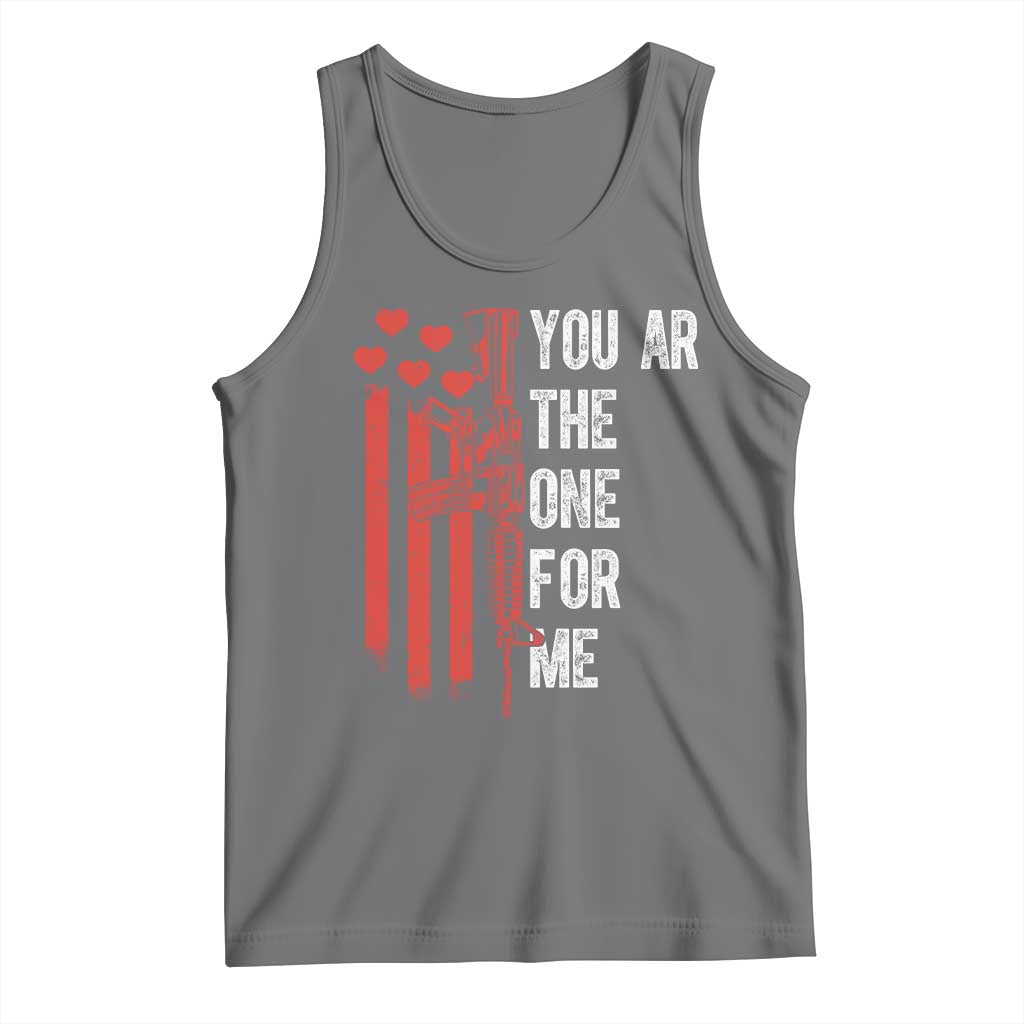 You AR The One for Me Tank Top Patriotic Valentine Gun Romantic Rifle and Flag TS02 Black Heather Print Your Wear