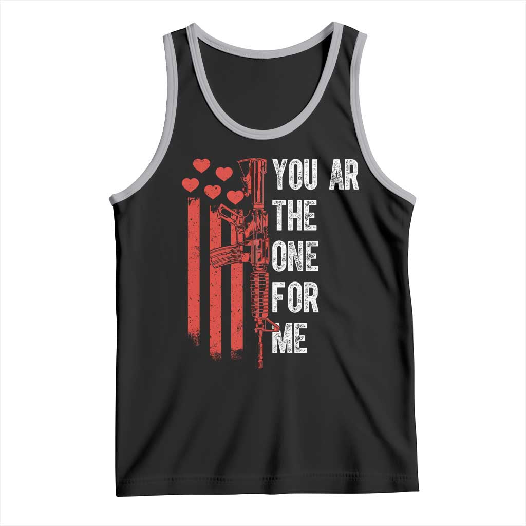 You AR The One for Me Tank Top Patriotic Valentine Gun Romantic Rifle and Flag TS02 Black Athletic Heather Print Your Wear