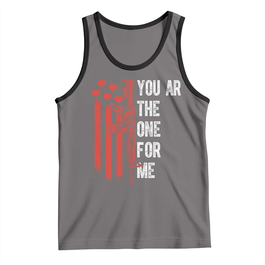 You AR The One for Me Tank Top Patriotic Valentine Gun Romantic Rifle and Flag TS02 Deep Heather Black Print Your Wear