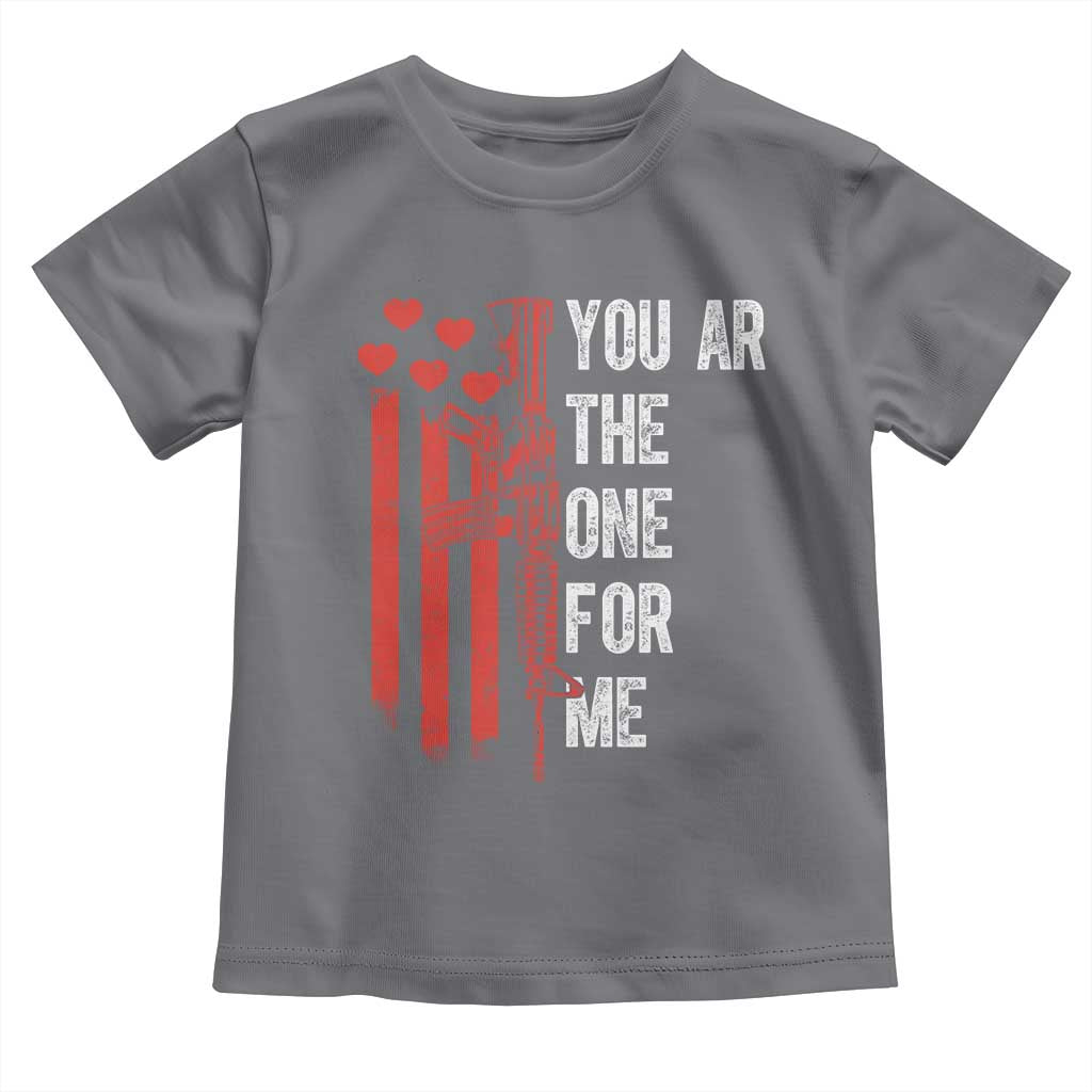 You AR The One for Me Toddler T Shirt Patriotic Valentine Gun Romantic Rifle and Flag TS02 Charcoal Print Your Wear