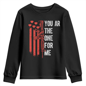 You AR The One for Me Youth Sweatshirt Patriotic Valentine Gun Romantic Rifle and Flag TS02 Black Print Your Wear