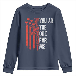 You AR The One for Me Youth Sweatshirt Patriotic Valentine Gun Romantic Rifle and Flag TS02 Navy Print Your Wear
