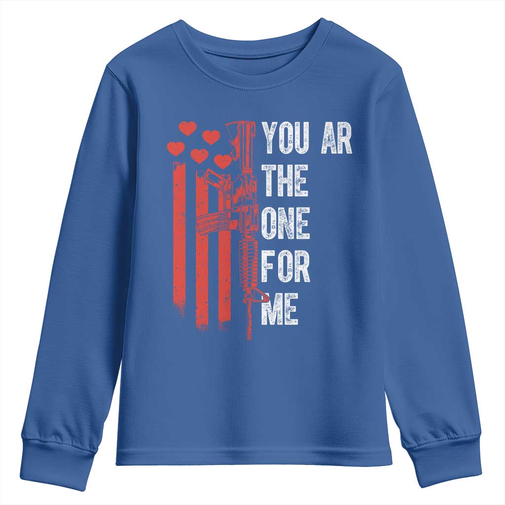 You AR The One for Me Youth Sweatshirt Patriotic Valentine Gun Romantic Rifle and Flag TS02 Royal Blue Print Your Wear