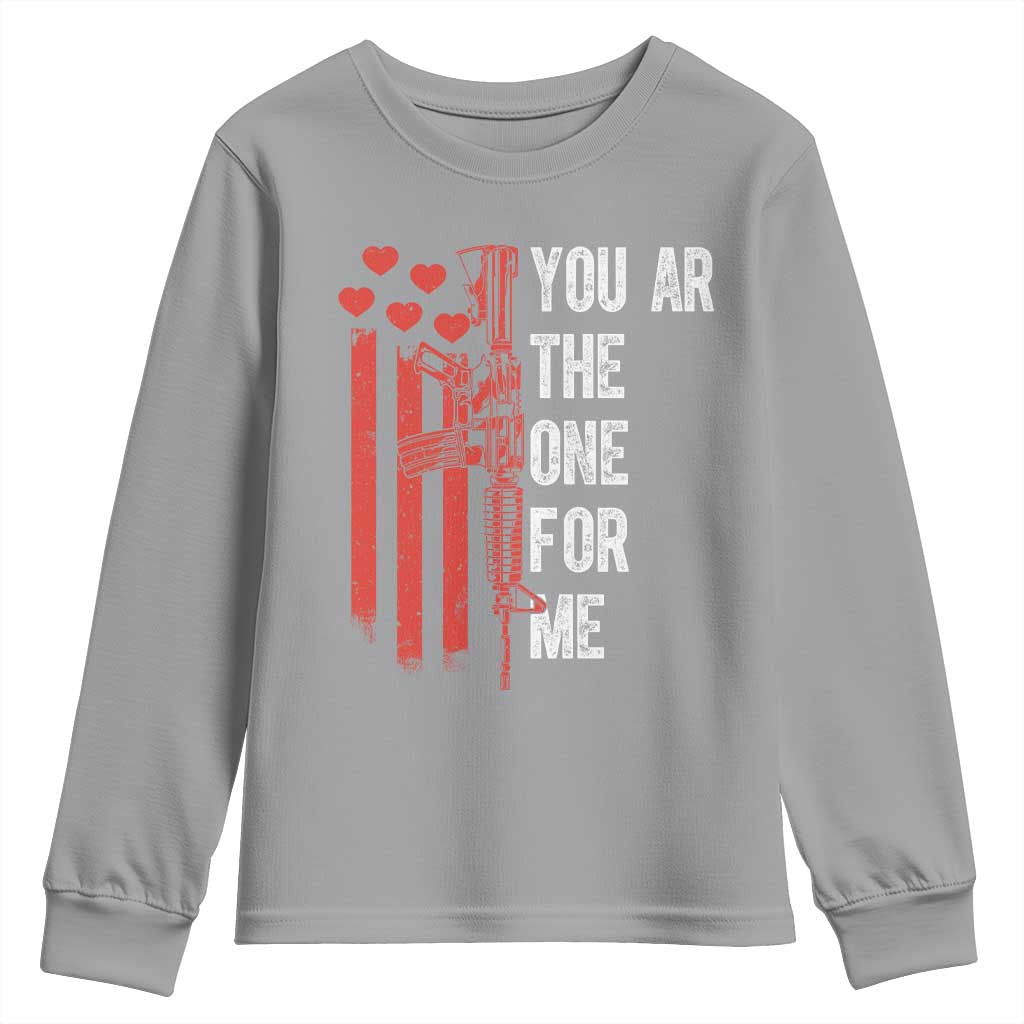 You AR The One for Me Youth Sweatshirt Patriotic Valentine Gun Romantic Rifle and Flag TS02 Sport Gray Print Your Wear